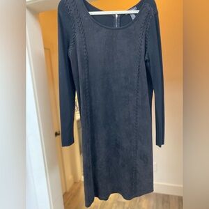 Vintage INC Faux Suede Black Dress